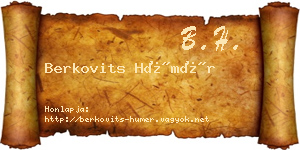 Berkovits Hümér névjegykártya